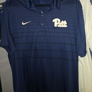 Nike Men's Navy Polo with White Pitt & Swoosh Embroidery